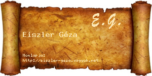 Eiszler Géza névjegykártya